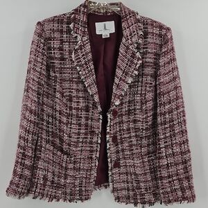 Women's Tweed Blazer in Burgundy by J. Crew